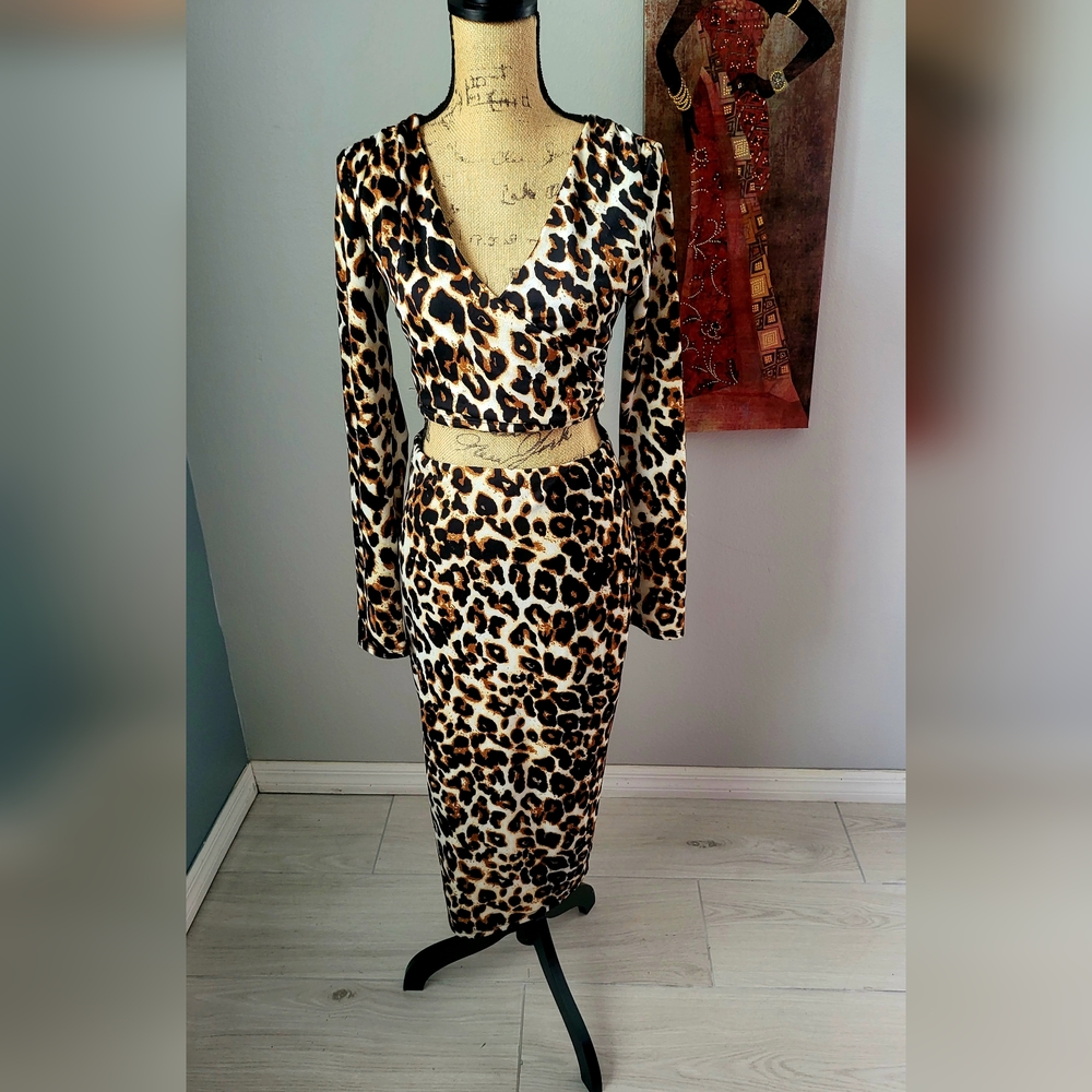 Leopard Print Skirt Set